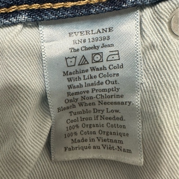 EVERLANE Women's 27 Regular Distressed Frayed Hem Blue Crop The Cheeky Jean - Picture 10 of 10